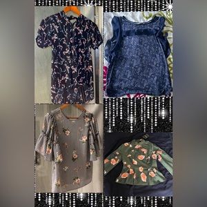 [BUNDLE OF 4] NEW Short-Sleeve & Long-sleeve Blouses & Tank Top, Size XS-M